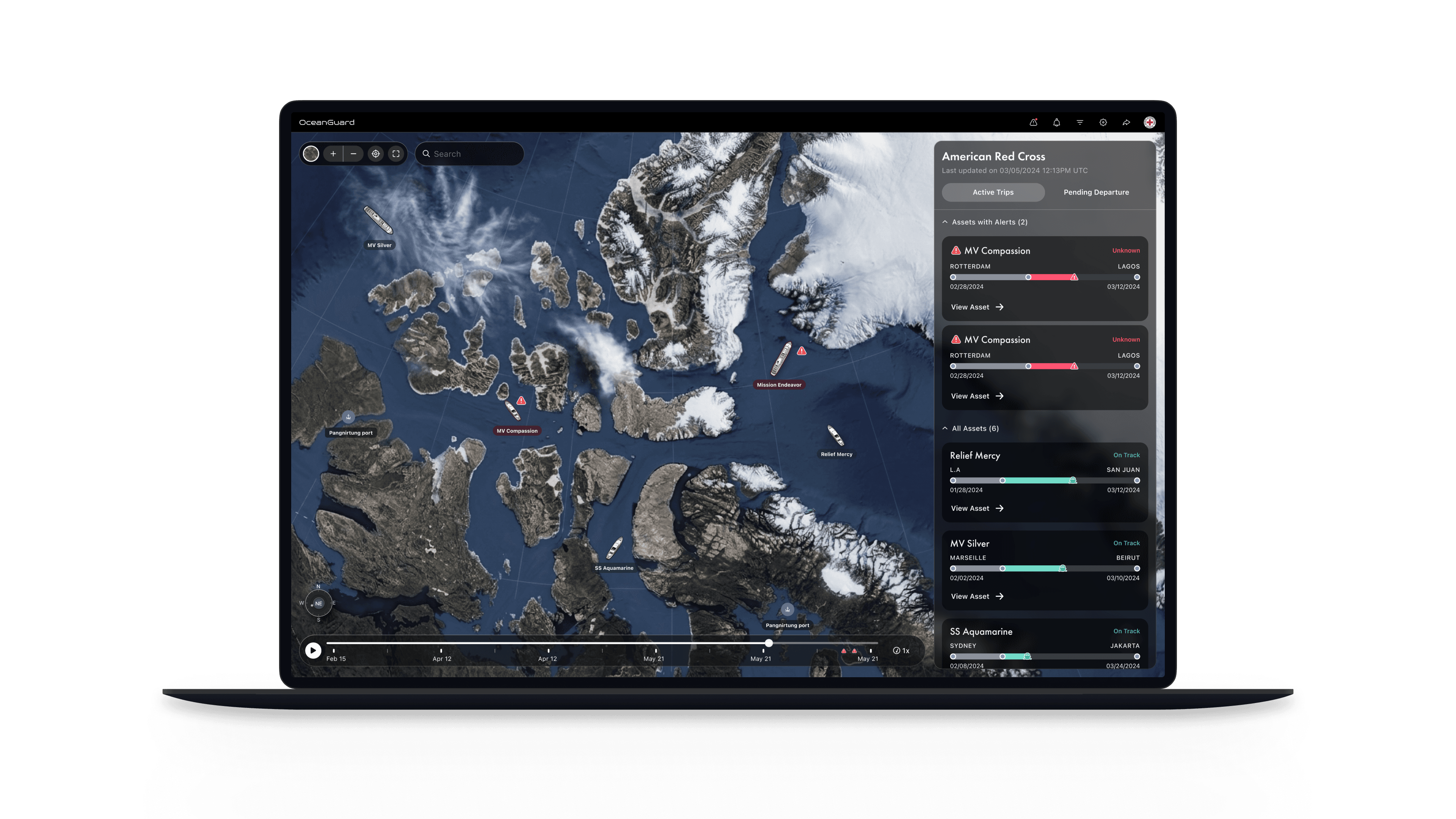 OceanGuard fleet dashboard