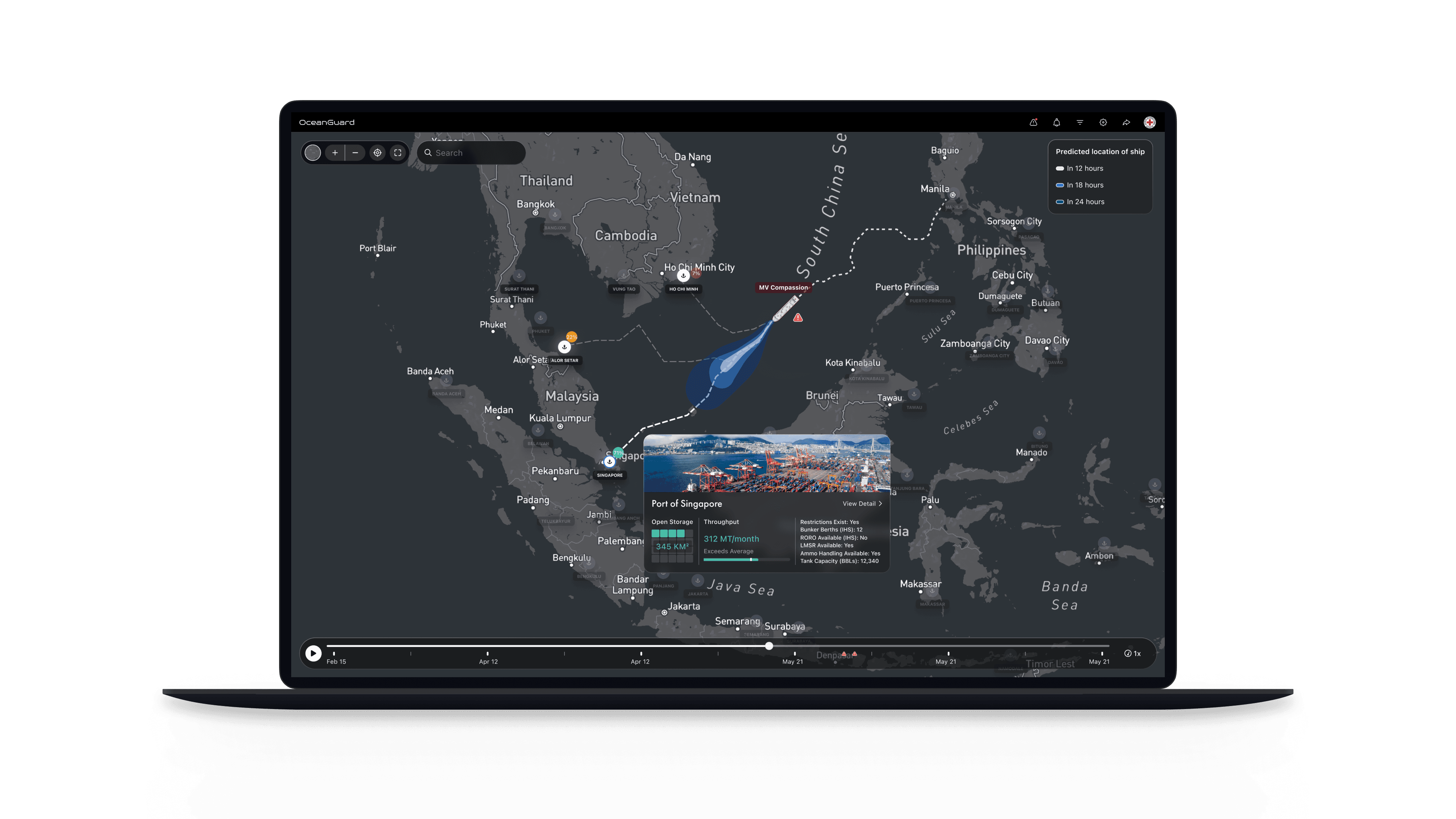 OceanGuard timeline and route reconstruction